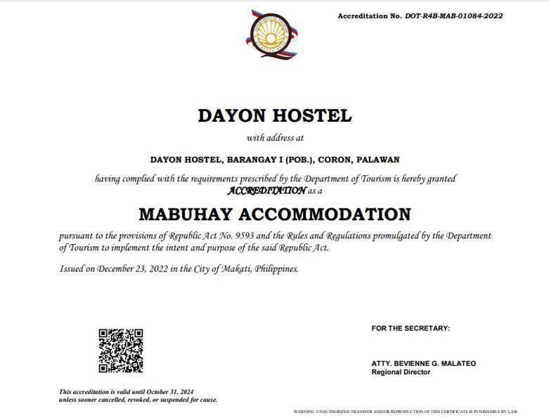 Dayon Hostel Coron Zewnętrze zdjęcie